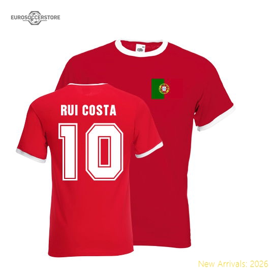 Rui Costa Portugal Ringer Tee (red)-The Soccer Shirt Hub