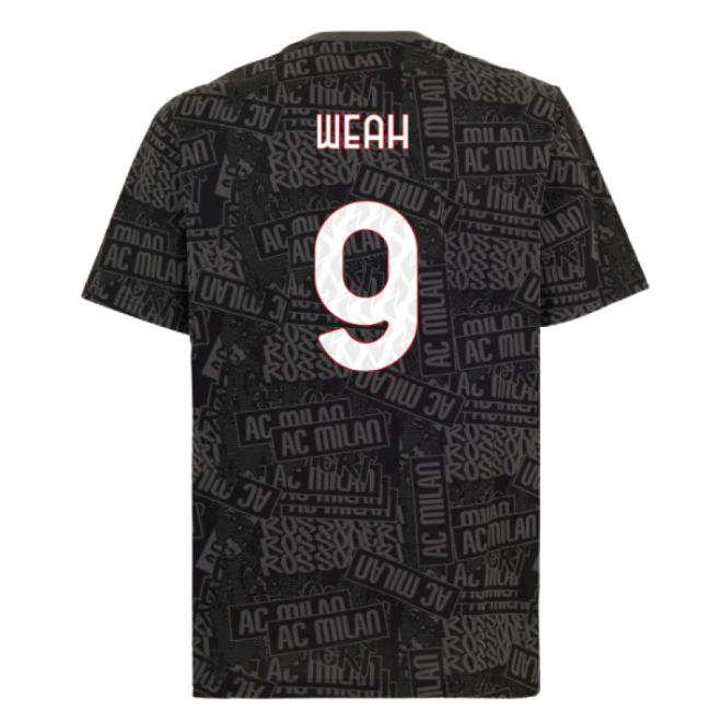 2025-2026 AC Milan ftblCulture Tee AOP (Black) (Weah 9)-The Soccer Shirt Hub