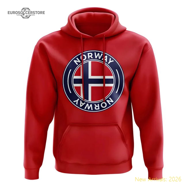 Norway Football Badge Hoodie (Red)-The Soccer Shirt Hub