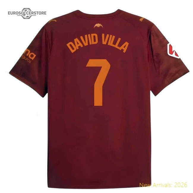 2025-2026 Valencia Away Shirt (Kids) (David Villa 7)-The Soccer Shirt Hub