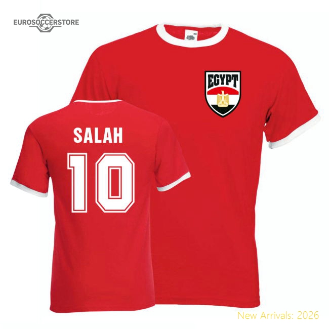 Mohammad Salah Egypt Ringer Tee (red)-The Soccer Shirt Hub