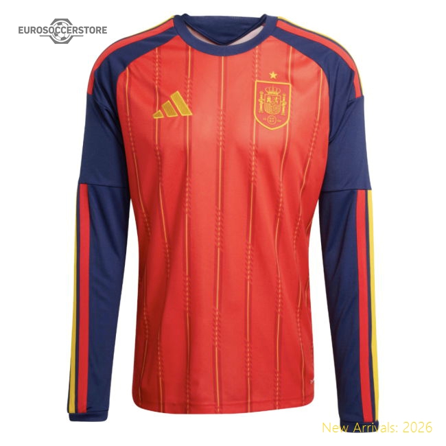 2026-2027 Spain Long Sleeve Home Shirt (Your Name)-The Soccer Shirt Hub