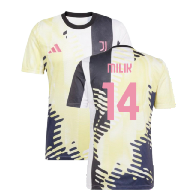 2025 Juventus Pre-Match Shirt (Yellow) (Milik 14)-The Soccer Shirt Hub