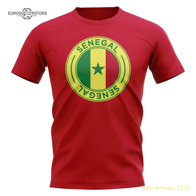 Senegal Football Badge T-Shirt (Red)-The Soccer Shirt Hub