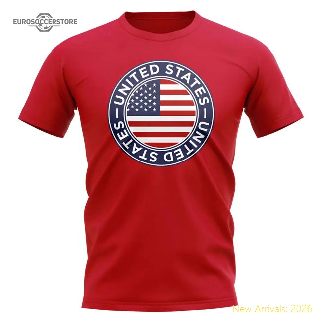USA Football Badge T-Shirt (Red)-The Soccer Shirt Hub