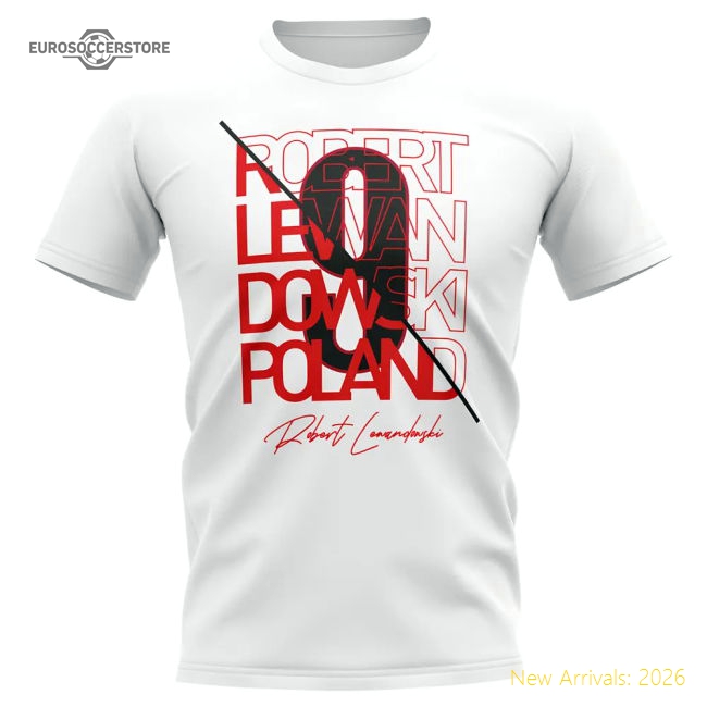 Robert Lewandowski Poland Graphic Signature T-Shirt (White)-The Soccer Shirt Hub