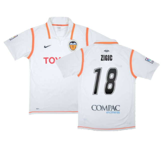 Valencia 2007-08 Home Shirt ((Excellent) S) (Zigic 18)-The Soccer Shirt Hub