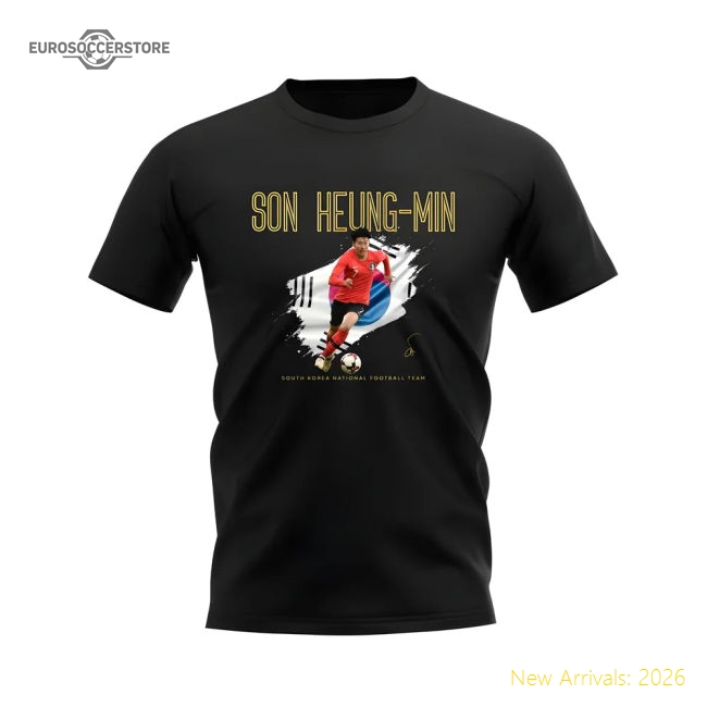Son Heung-Min South Korea Image T-Shirt (Black)-The Soccer Shirt Hub