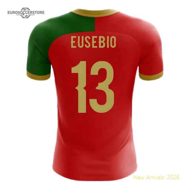 2025-2026 Portugal Flag Home Concept Football Shirt (Eusebio 13)-The Soccer Shirt Hub