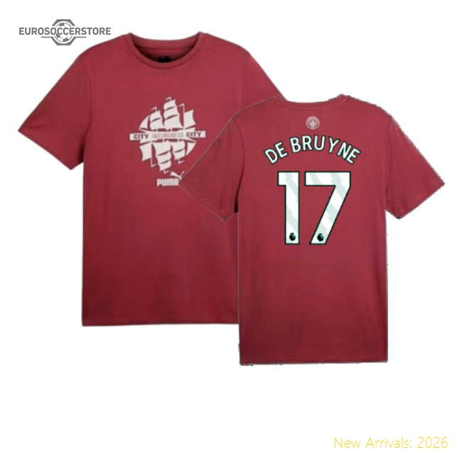 2024-2025 Man City ftblCulture Tee (Dusty Orchid) (De Bruyne 17)-The Soccer Shirt Hub