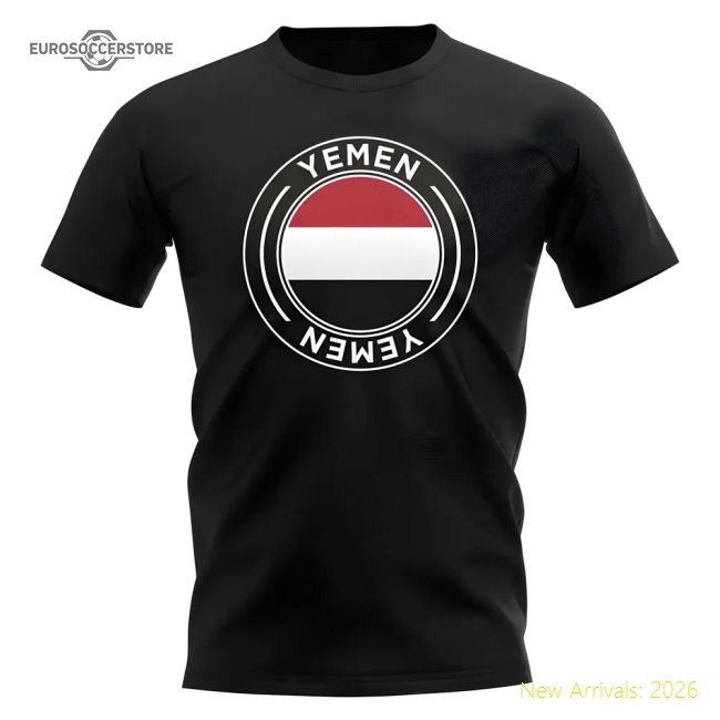 Yemen Football Badge T-Shirt (Black)-The Soccer Shirt Hub