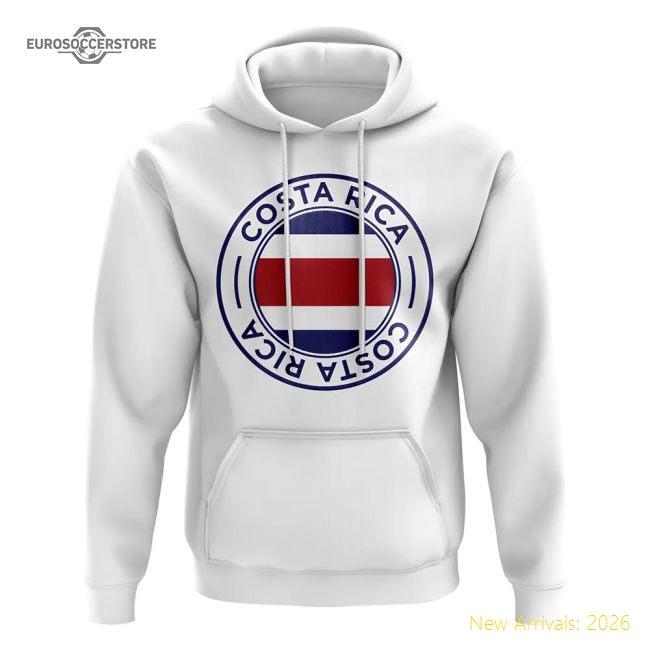 Costa Rica Football Badge Hoodie (White)-The Soccer Shirt Hub