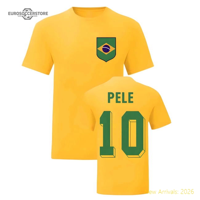 Pele Brazil National Hero Tee\'s (Yellow)-The Soccer Shirt Hub