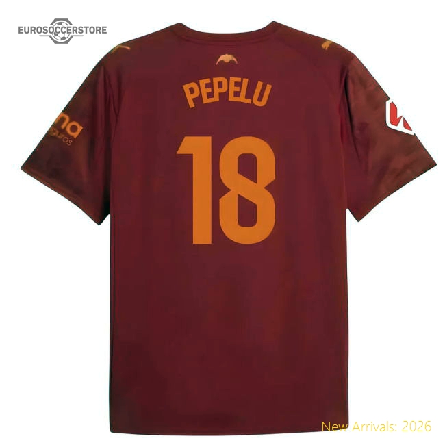 2025-2026 Valencia Away Shirt (Kids) (Pepelu 18)-The Soccer Shirt Hub