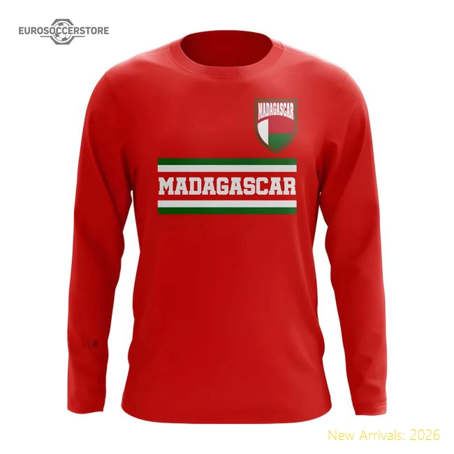(red) Core Football Country Long Sleeve T-shirt Madagascar Core Football Country Long Sleeve T- Vintage Kit-ProGoal Kits