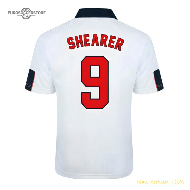 Score Draw England World Cup 1998 Home Shirt (Shearer 9)-The Soccer Shirt Hub