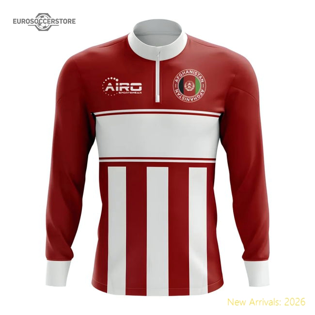 (red-white) Concept Football Half Zip Midlayer Top Afghanistan Vintage Kit-ProGoal Kits