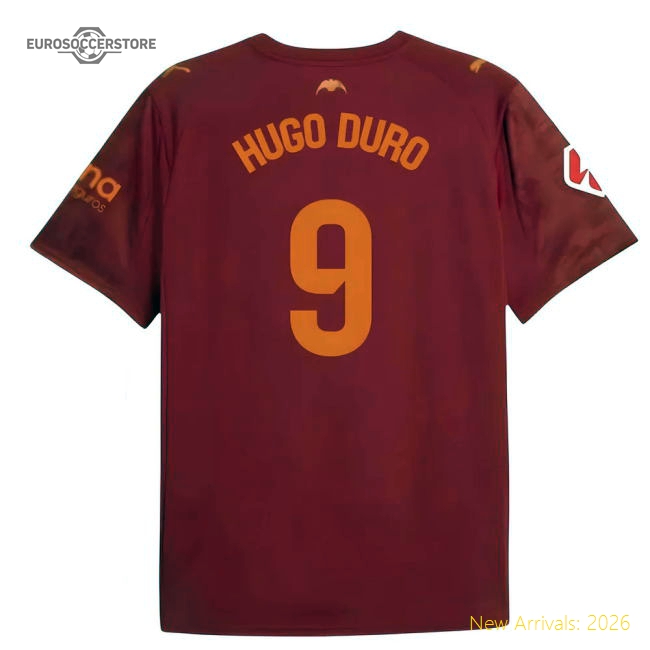 2025-2026 Valencia Away Shirt (Kids) (Hugo Duro 9)-The Soccer Shirt Hub