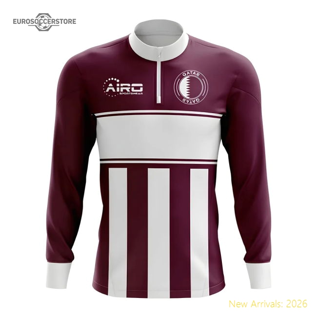 Qatar Concept Football Half Zip Midlayer Top (Burgundy-White)-The Soccer Shirt Hub