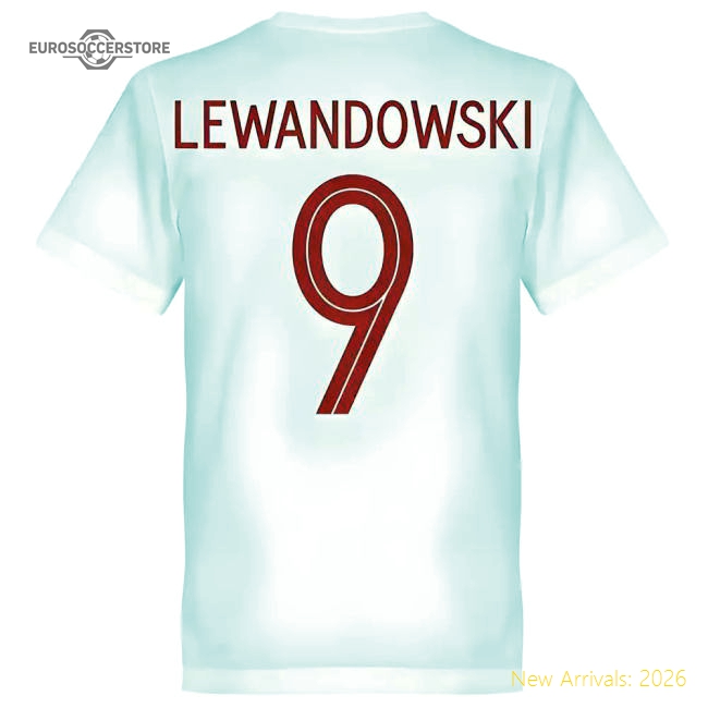 Poland Lewandowski 9 Team T-Shirt - White-The Soccer Shirt Hub