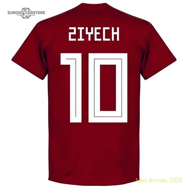 Morocco Ziyech 10 Team T-Shirt - Red-The Soccer Shirt Hub