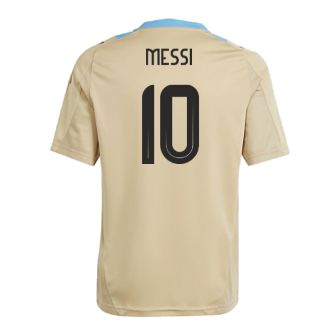 2024-2025 Argentina Training Jersey (Hazy Beige) - Kids (MESSI 10)-The Soccer Shirt Hub