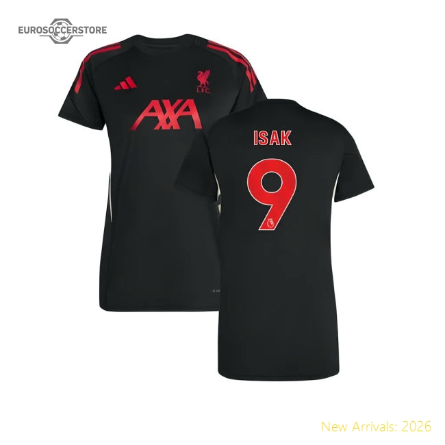 2025-2026 Liverpool Training Jersey (Black) - Womens (Isak 9)-The Soccer Shirt Hub