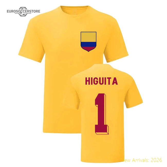 Rene Higuita Colombia National Hero Tee\'s (Yellow)-The Soccer Shirt Hub