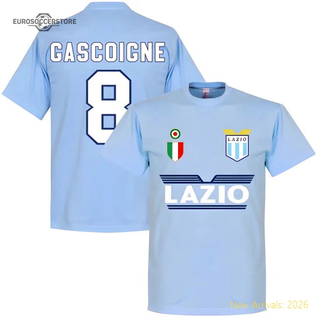 Lazio Paul Gascoigne 8 Team T-Shirt - Sky-The Soccer Shirt Hub