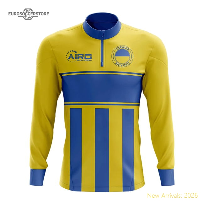Ukraine Concept Football Half Zip Midlayer Top (Yellow-Blue)-The Soccer Shirt Hub