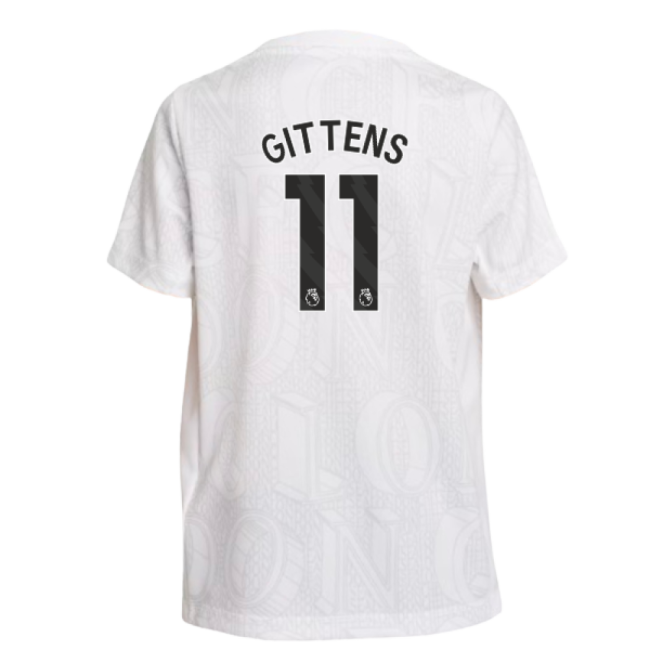 2025-2026 Chelsea Pre-Match Shirt (White) - Kids (Gittens 11)-The Soccer Shirt Hub