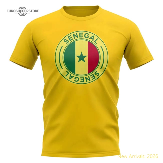 Senegal Football Badge T-Shirt (Yellow)-The Soccer Shirt Hub