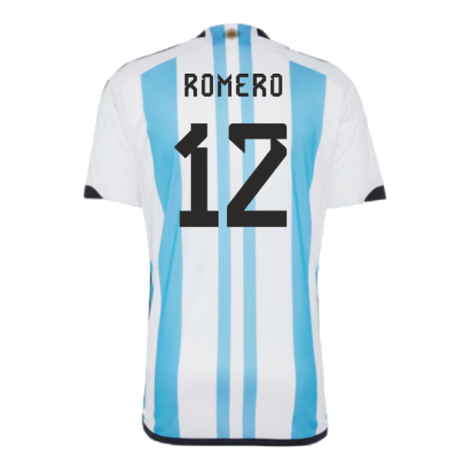 Argentina 2022 World Cup Winners Home Shirt (ROMERO 12)-The Soccer Shirt Hub