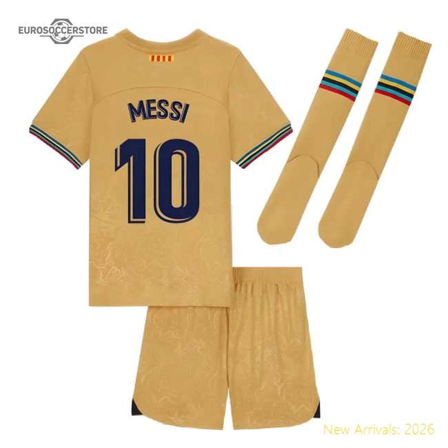 2022-2023 Barcelona Little Boys Away Kit (MESSI 10)-The Soccer Shirt Hub