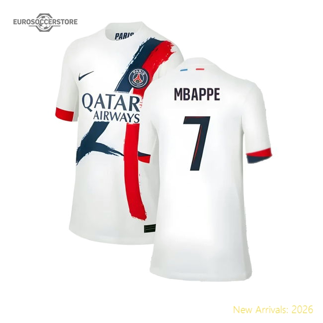 2024-2025 PSG Away Shirt (Kids) (Mbappe 7)-The Soccer Shirt Hub