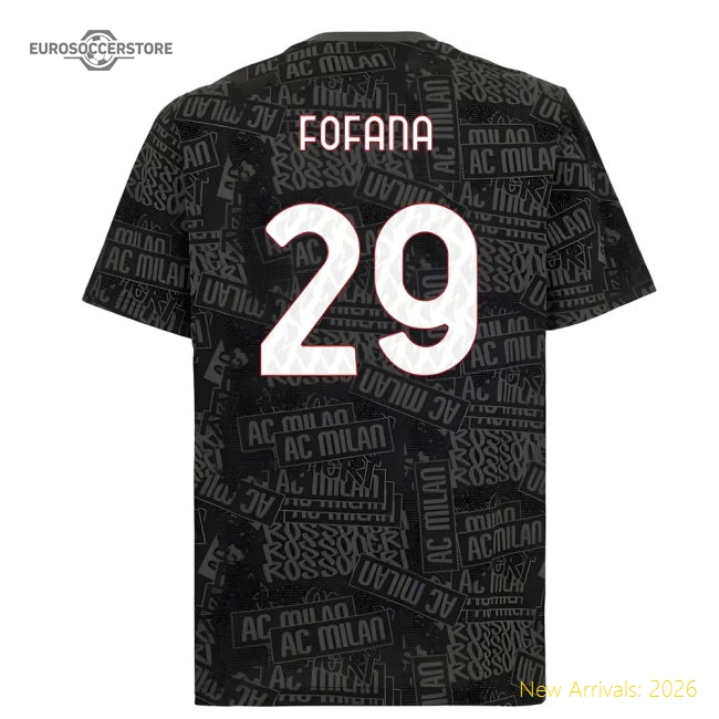 2025-2026 AC Milan ftblCulture Tee AOP (Black) (Fofana 29)-The Soccer Shirt Hub