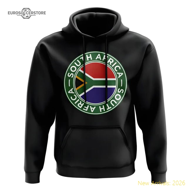 South Africa Football Badge Hoodie (Black)-The Soccer Shirt Hub