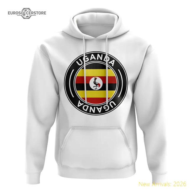 Uganda Football Badge Hoodie (White)-The Soccer Shirt Hub