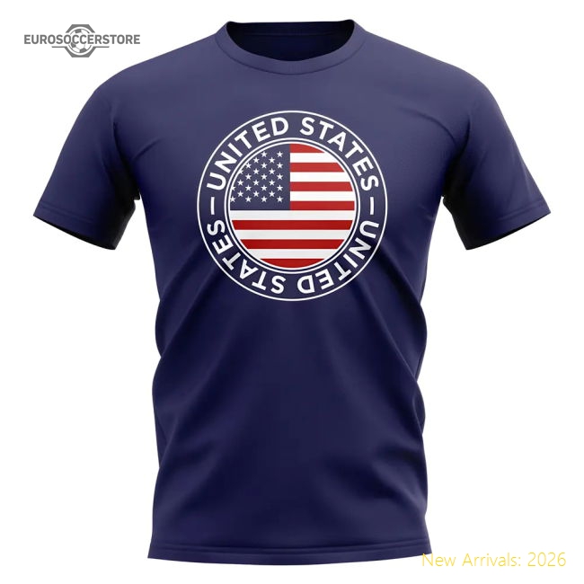 USA Football Badge T-Shirt (Navy)-The Soccer Shirt Hub