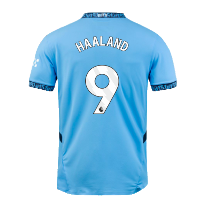 2024-2025 Man City Home Authentic Shirt (Haaland 9)-The Soccer Shirt Hub