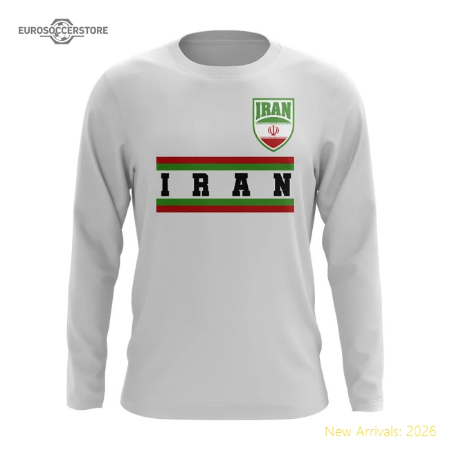 (white) Core Football Country Long Sleeve T-shirt Iran Core Football Country Long Sleeve T- Vintage Kit-ProGoal Kits