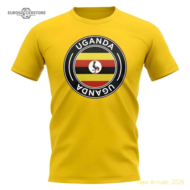 Uganda Football Badge T-Shirt (Yellow)-The Soccer Shirt Hub