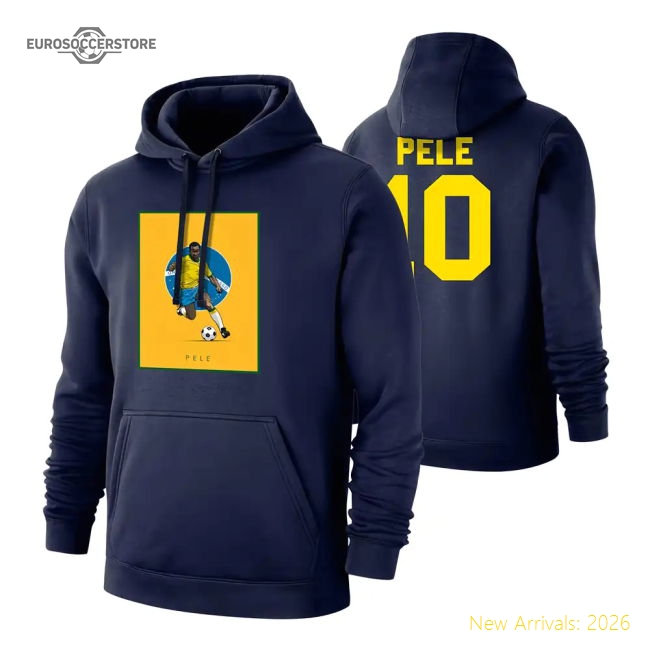 Pele Selecao footer with hood, dark blue-The Soccer Shirt Hub