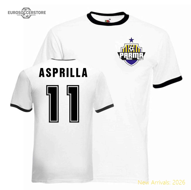 Asprilla Parma Ringer Tee (white-black) Faustino Retro Fan Kit-ProGoal Kits