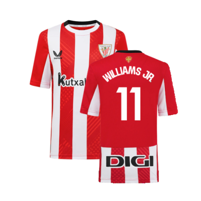 2024-2025 Athletic Bilbao Home Shirt (Kids) (Williams JR. 11)-The Soccer Shirt Hub