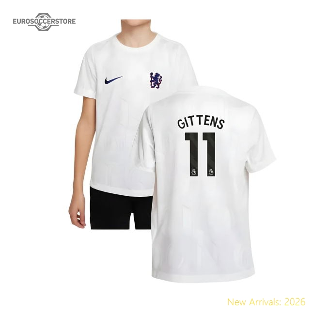2025-2026 Chelsea Pre-Match Shirt (White) - Kids (Gittens 11)-The Soccer Shirt Hub