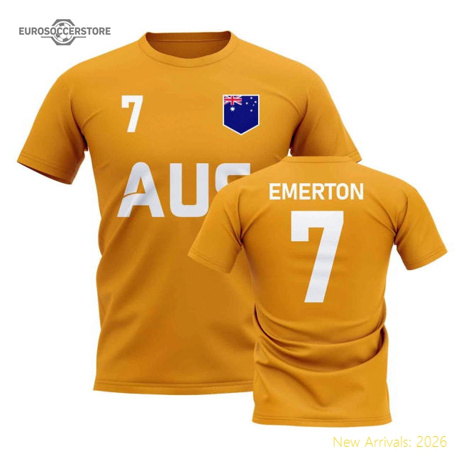 Brett Emerton Country Code Hero T-Shirt (Gold)-The Soccer Shirt Hub