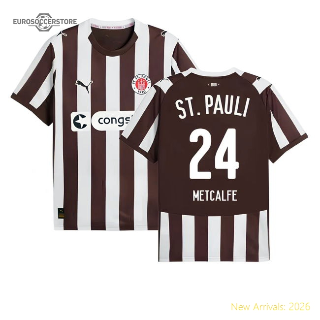 Home St Pauli 2025-2026 (metcalfe 24) Vintage Soccer Jersey-ProGoal Kits