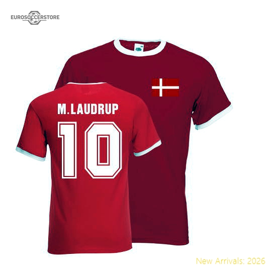 Michael Laudrup Ringer Tee (red)-The Soccer Shirt Hub