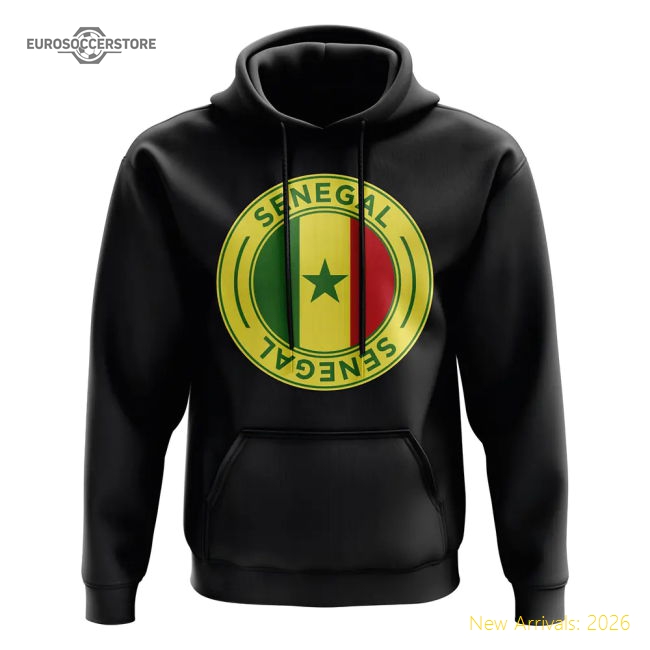 Senegal Football Badge Hoodie (Black)-The Soccer Shirt Hub